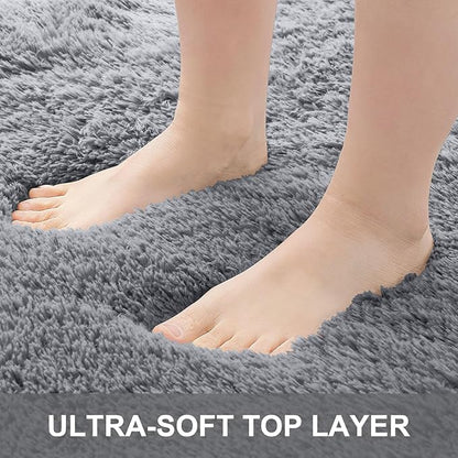 OLANLY 2x8 Machine Washable Runner Rugs for Hallway, Soft Fluffy Shaggy Bedside Rugs for Bedroom, Living Room, Indoor Floor Carpet for Kids Girls Boys, Nursery Rooms, Home Decor Aesthetic, Light Grey
