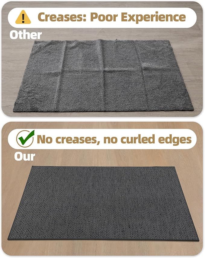 Color&Geometry Ultra-Thin Indoor Door Mat, 36"x56" Low-Profile Non-Slip Entryway Rug with Modern Geometric Texture, Washable Doormat for Indoor Entrance, Front Door, Grey (Rolled-up NO Creases)