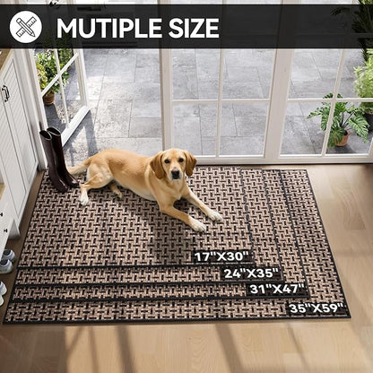 Door Mat 24x72 Dirt Resistant and Absorbent, Non-Slip Rubber Backing Floor Mats, Easy Clean Low-Profile Doormat for Entryway, Front Door, Inside Entrance Black
