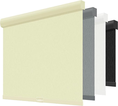 ChrisDowa Cordless Blackout Roller Shades for Windows, Striped Free-Stop Window Blinds with Privacy, Thermal Insulated Window Shades for Home, Office and Door. Beige, 43" W x 72" H