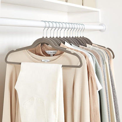 Amazon Basics Slim, Velvet, Non-Slip Suit Clothes Hangers, Gray/Silver - Pack of 50