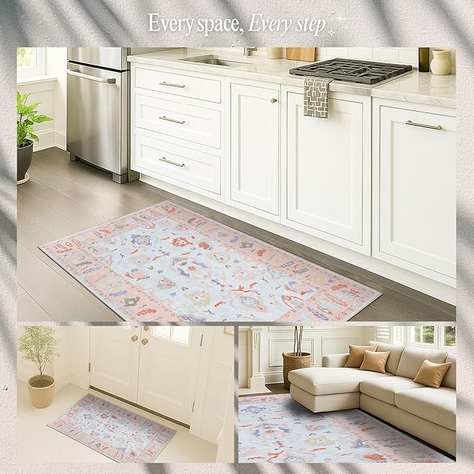 Fame Rugs Modern Oushak Rug 2'6"x13, Vintage Turkish Colorful Oriental Antique Inspired Long Runner Rugs, Luxury Living Room Bedroom (995BO, 2'6" x 13')