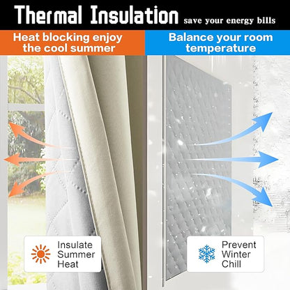 3-in-1 Layers Heavy Duty Noise Canceling Curtains for Bedroom Grommet Full Blackout Window Drapes Thermal Insulation Curtains for Living Room (1 Panel, Beige, 50" x 84")