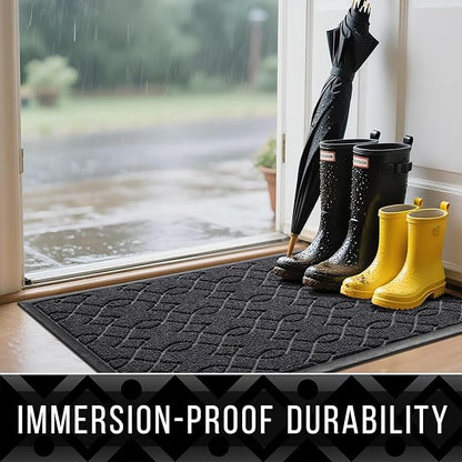 Yimobra Large Door Mat 47x32, All-Season Waterproof Doormat Outdoor Entrance, Heavy Duty Non-Slip Outside Door Mat for Garage Patio Proch Entryway Indoor, Easy Clean, Black Gray