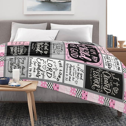 Christian Gift for Women, Inspirational Throw Blanket for Couch, Soft Lightweight Flannel Blanket, 50"x 60" Thoughts and Prayers Blankets for Bedroom Sofa Living Room Decoration