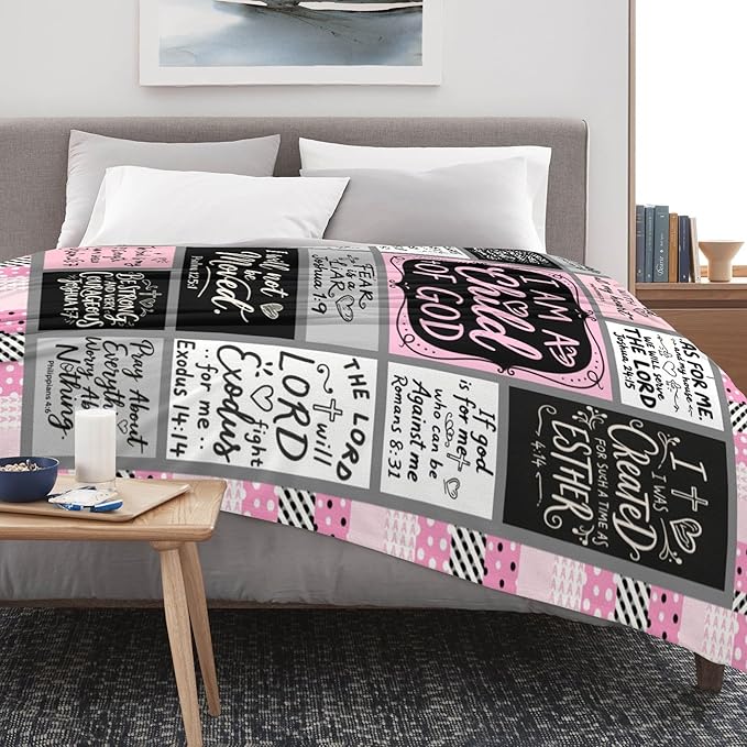 Christian Gift for Women, Inspirational Throw Blanket for Couch, Soft Lightweight Flannel Blanket, 30"x 40" Thoughts and Prayers Blankets for Bedroom Sofa Living Room Decoration