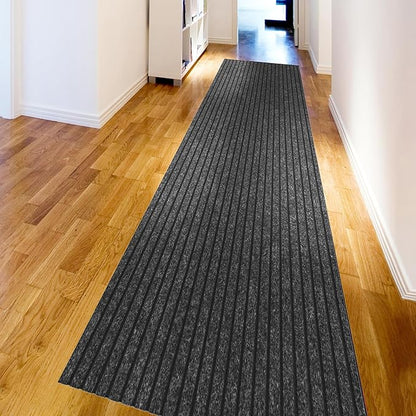 Ottomanson 2'7" x 11' Hallway Runner with Scraper Pile - Extra Durable Non-Slip Rug Mat for Indoor & Outdoor Use - Ideal for Kitchen, Entryway & Garage - High-Traffic Carpet, Black