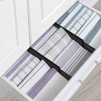 Utoplike 4 pcs Bamboo Kitchen Drawer Dividers Large, Adjustable Black Drawer Organizers, Spring Loaded, Works in Kitchen, Dresser, Bathroom, Bedroom, Drawer, Desk, 2.4" H