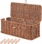 BROWNLILY Cable Management Box, Rattan Style Cord Organizer for Desk Cord Hider Outlet Covers Baby Proofing for Power Strip TV PC Router Charger Under Desk Storage with Lockable Lid and Cable Ties