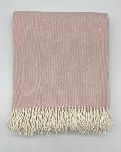 Alashan Cotton Acrylic Adirondack Herringbone Woven Throw - Throw Blanket - Soft Rose Cashmere Touch