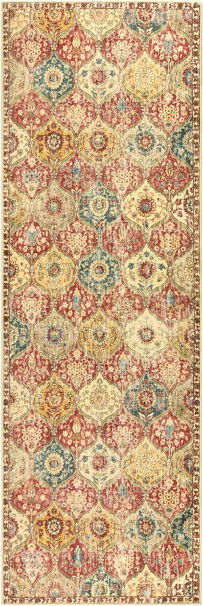 Lahome Moroccan Trellis Washable Runner Rug, 2x6 Kitchen Runners for Hallways 6 Feet Non Slip, Vintage Laundry Room Rug Ultra-Thin Long Carpet for Bathroom Bedroom Entryway, Red/Orange