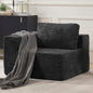 40" Modular Sectional Sofa, Upholstered Floor Sofa Couch with Pillow, Bean Bag Chair for Bedroom Living Room, No Assembly Required (Plush Corduroy Fabric, Black)