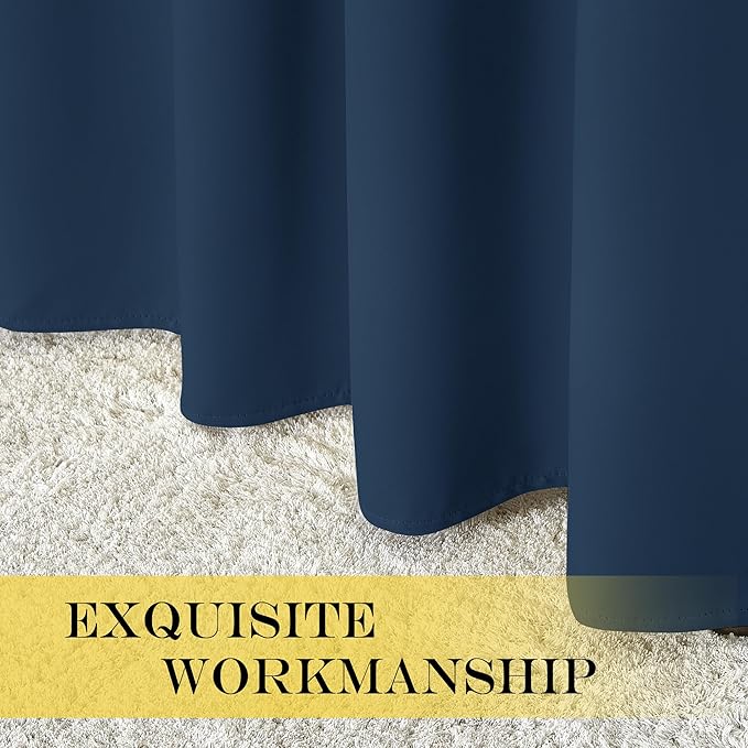 NICETOWN 66 Inch Long Blackout Curtains for Bedroom Living Room, Thermal Insulated Room Darkening Curtains, Light Blocking Blackout Drapes for Bedroom, 66" W x 66" L, 1 Panel, Moroccan Blue