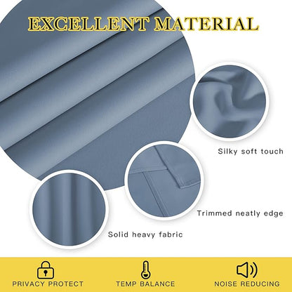 NICETOWN Room Darkening Curtain for Living Room - Energy Saving Thermal Insulated Grommet Room Darkening Curtain/Drape for Bedroom (1 Panel, 46 by 72, Stone Blue)
