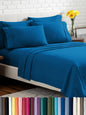 Bare Home Hotel Luxury Twin Sheet Set, Extra Soft - 4 Piece Set - Deep Pockets - Easy Fit - Cooling & Breathable - Wrinkle, Fade, Stain Resistant - Includes 2 Pillowcases (Twin, Medium Blue)