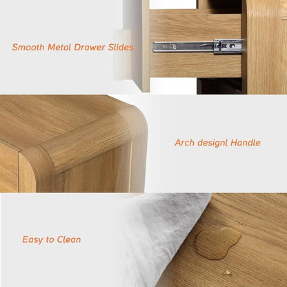 WAMPAT 3 in 1 9 Drawer Dresser for Bedroom, 94.5" Wide Mid Century Modern Wide Chest of Drawer, Wood Tall Nightstand with Curved Edge Handles, Closet Dresser TV Stand for Bedroom, Light Walnut