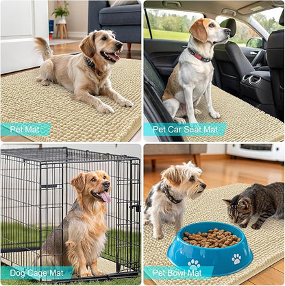 OLANLY Dog Door Mat for Muddy Paws 24x16, Absorbs Moisture and Dirt, Absorbent Non-Slip Washable Doormat, Quick Dry Chenille Mud Mat for Dogs, Entry Indoor Entryway Carpet for Inside Floor, Sand