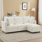 89'' 3-Seater Modular Sectional Cloud Sofa with Ottoman, L-Shaped Couch for Living Room, Modern Convertible Deep Seats Sofa, Chenille Beige