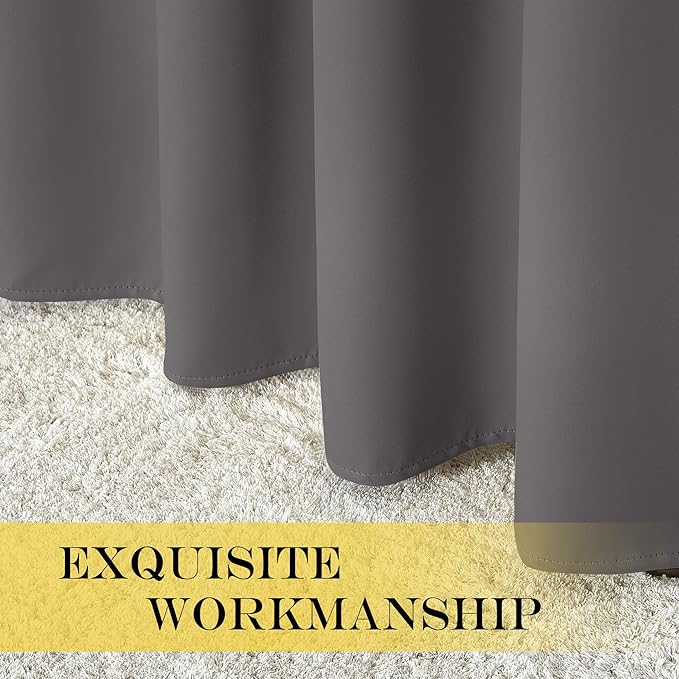 NICETOWN Blackout Curtain Drape for Bedroom - Grommet Noise Reducing Thermal Insulated Solid Room Darkening Window Treatment for Doorway/Kids Room (1 Panel, 66 x 66 Inch, Gray)
