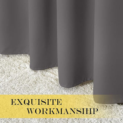 NICETOWN Grey Blackout Extra Wide Bedroom Curtain 63 inch Long, Grommet Room Darkening Thermal Insulated Sound Reducing Window Treatments for Kids Room/Laundry, 1 Panel, W100 x L63