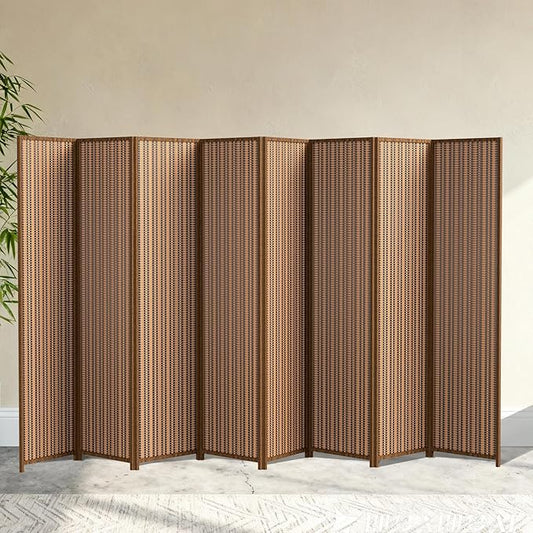 8 Panel Room Divider and Extra Wide Folding Privacy Screen, 126" W x 67" H, Bamboo Room Divider for Room Separation
