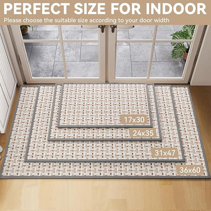 Indoor Door Mat 36x60 Dirt Resistant and Absorbent, Non-Slip Rubber Backing Floor Mats, Easy Clean Low-Profile Door mat for Entryway, Front Door, Inside Entrance Gray