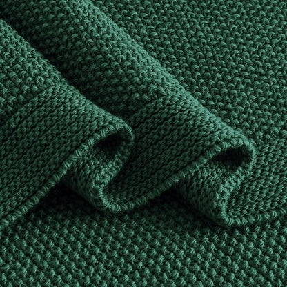 CozeCube Christmas Green Throw Blanket for Couch, Soft Cozy Cable Knit Throw for Bed Sofa Living Room, Lightweight Warm Decorative Farmhouse Christmas Blanket, 50"x60", Emerald Green