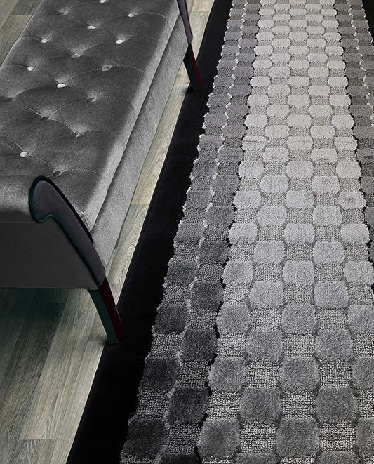 Custom Length Hallway Runner Rug,Slip Resistant,Checkered Black, 26 Inch X 35 feet, Sold and Priced Per Foot