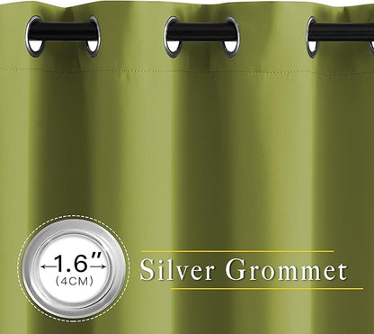 NICETOWN Fresh Green Room Darkening Bedroom Curtains 96 inches Long, Grommet Thermal Insulated Room Darkening Window Treatments Sound Reducing for Living Room, W46 x L96, 2 Panels