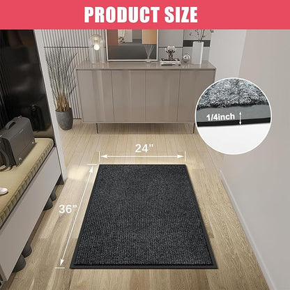Kuyal Front Door Mat, 2'x3' Indoor Outdoor Entrance Mat, Commercial Floor Rug Inside Outside Entrance, Heavy Duty Durable Welcome Rug, Rubber Backing Non Slip Outdoor Mats for Entryway, Black