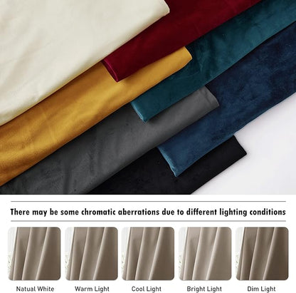 RYB HOME Heavy Duty Velvet Curtains & Drapes, Room Darkening Noise Reducing Window Treatment for Living Room Bedroom Privacy Draft Block Shades for Stuido, Camel Beige, W52 x L72 inch, 2 Panels