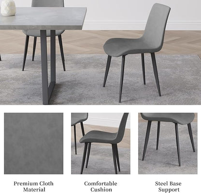 5 Piece Dining Table Set, 42.9 Inch Modern Kitchen Dining Table and Leather Dining Chairs for Kitchen Dining Room (Table + 4 Grey Chairs)