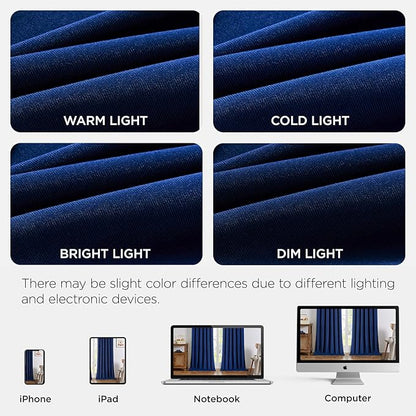 Joydeco Royal Blue 100% Blackout Curtains 120 Inch 2 Panels, Luxury Thermal Royal Blue Velvet Curtains for Bedroom Living Room, Soundproof Blackout Window Drapes, Rod Pocket & Back Tab (52W x 120L)