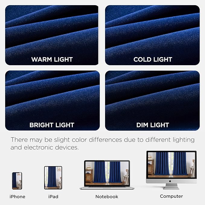 Joydeco Royal Blue 100% Blackout Curtains 84 Inch 2 Panels, Luxury Thermal Royal Blue Velvet Curtains for Bedroom Living Room, Soundproof Blackout Window Drapes, Grommet Top (52W x 84L)