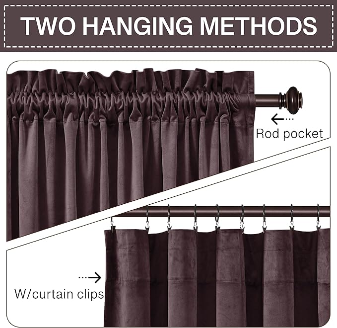 StangH Purple Curtains 96 Inches for Living Room - Thermal Insulated Luxury Drapes for Sunlight Blocking with Rod Pocket, Privacy Elegant Velvet Window Treatments, W52 x L96, 2 Panels