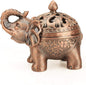 K COOL Alloy Incense Holder Stand Elephant Cone Coil Incense Burner Ash Catcher with Lid, Aromatherapy Ornament Home Decoration for Indoor Outdoor (Red Copper)