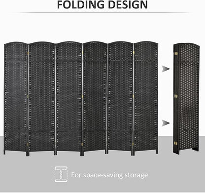 HOMCOM Room Divider, 6 Panel Folding Privacy Screen, 5.6' Tall Freestanding Wall Partition for Home Office, Bedroom, Black