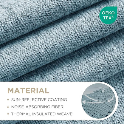 Joydeco Blackout Curtains for Bedroom - 100% Light Blocking 2 Panels Sky Blue Drapes 42" W x 63" L, Thermal Insulated Room Darkening Curtains, Linen Textured for Living Room, Rod Pocket & Back Tabs