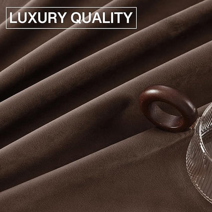 StangH Reddish Brown Curtains 90 Inch, Luxury Soft Velvet Thermal Insulated Privacy Noise Reducing Window Drapes Thick Curtains for Living Room Sliding Door, W52 x L90, 2 Panels