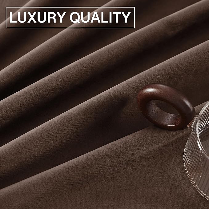 StangH Reddish Brown Velvet Curtains for Living Room 2 Panels, Thermal Insulated Light Blocking Window Drapes, Luxury Heavy Thick Panels for Display Window/Party Backdrops, W52 x L96, 2 Panels
