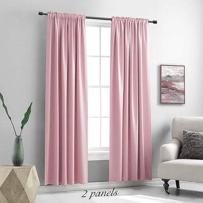 DONREN Pink Blackout Drapes for Girls Room - Baby Home Decoration Privacy Protection Thermal Insulated Blackout Window Drapes with Rod Pocket (2 Panels,52 x 84 Inch)