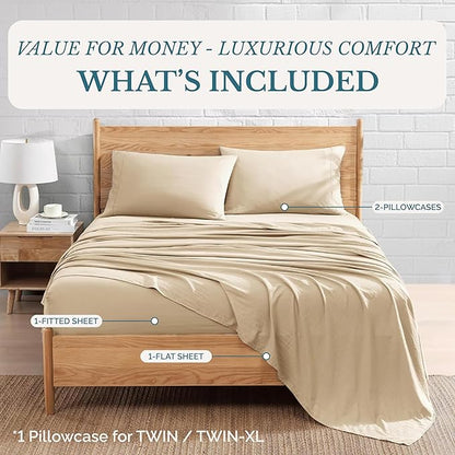Casa Platino Twin XL Sheets, Pre-Washed Ultra Soft Twin XL Sheet, Breathable Cooling Sheets Twin XL Size Bed Set, 100% Brushed Microfiber Sheet Set, Twin XL Deep Pocket Sheet Sets - Linen