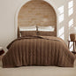 Bedsure Luxury Velvet Quilt Queen Size - Lightweight Velvet Brown Fluffy Comforter Set, Oversized Corduroy Bedspread Coverlet Winter Bedding Set, Pet-Friendly, Tear-Resistant, Ultra-Soft, 90"x96"