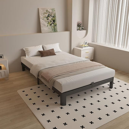 4 Inch Twin Bed Frames with Metal Baffles, Black Bed Frame Twin Size No Box Spring Needed, Rounded Corner Legs, Heavy Duty Steel Platform Support, Reserved Holes, Noise Free, Easy Assembly