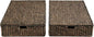happimess BSK2015B-SET2 Holden 30" Classic Costal Hand-Woven Hyacinth Wicker Under Bed Storage Basket with for Storage and Decoration in Bathroom, Bedroom, Closet, Entryway, Brown (Set of 2)