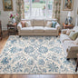 jinchan Torino Floral 8x10 Area Rugs, Vintage-Inspired Design Accent Living Room Rug, Machine Washable Ultra-Thin Low-Pile Non-Slip Traditional Carpet for Bedroom Dining Room Home Office, Dark Blue