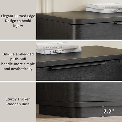 5 Drawer Dresser for Bedroom, 45" Tall Modern Chest of Drawers with Metal Handle, Curved Profile Design, Wooden Closet with Large Drawers Dressers Organizer for Entryway Hallway