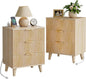 Lulive Wood Night Stand Set 2 Fluted Dresser for Bedroom 3 Drawers End Tables Nightstand with Charging Station, Storage Modern Side Table Natural