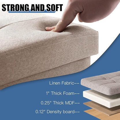 BRIAN & DANY 15 Inches Ottoman with Storage, Square Small Storage Ottoman Foot Rest with Legs, Ottomans Foot Stool for Dorm, Living Room, Entryway (Beige)