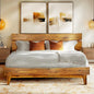 Acacia Aurora 800 lbs Capacity Queen Bed Frame and Headboard Solid Wood Platform Bed, Contemporary Signature Wood Bed Frame Compatible with All Mattress Types 30 Mins Assembly, Caramel